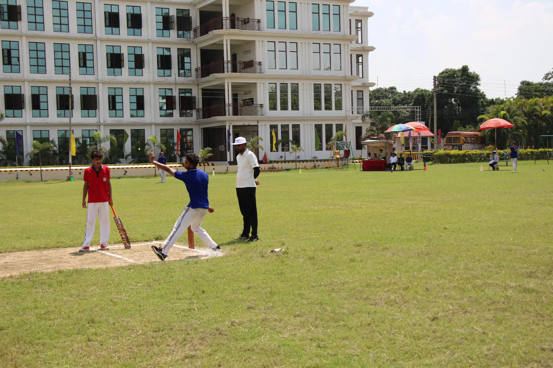 Cricket on the field at Regency Public School, Sitapur